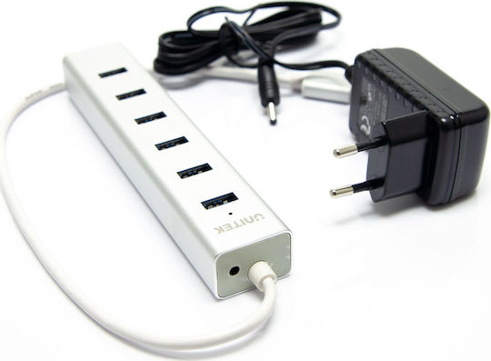 Unitek USB 3.0 Hub 7 Ports with USB-A Connection Silver