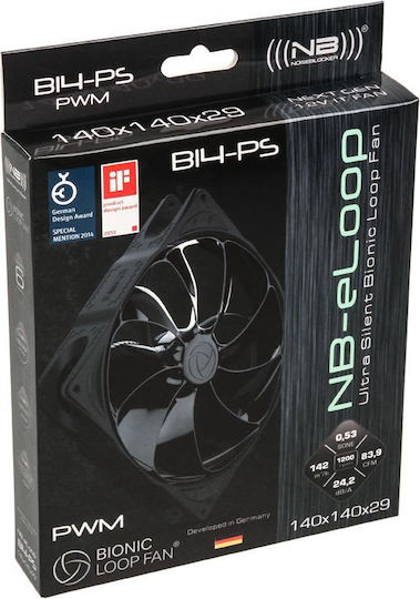 Noiseblocker NB Poole B14 Case Fan 140mm 1200rpm Without LEDs 4-Pin PWM Connection