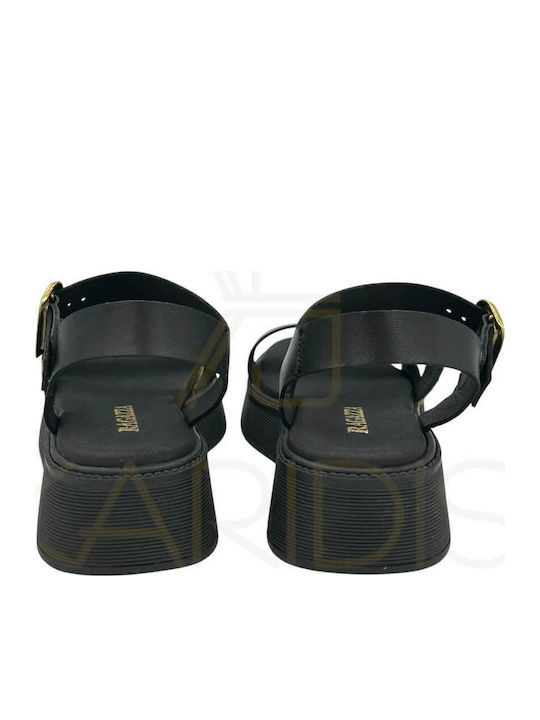 Δερμάτινα Γυναικεία Σανδάλια Flatforms Black Leopard
