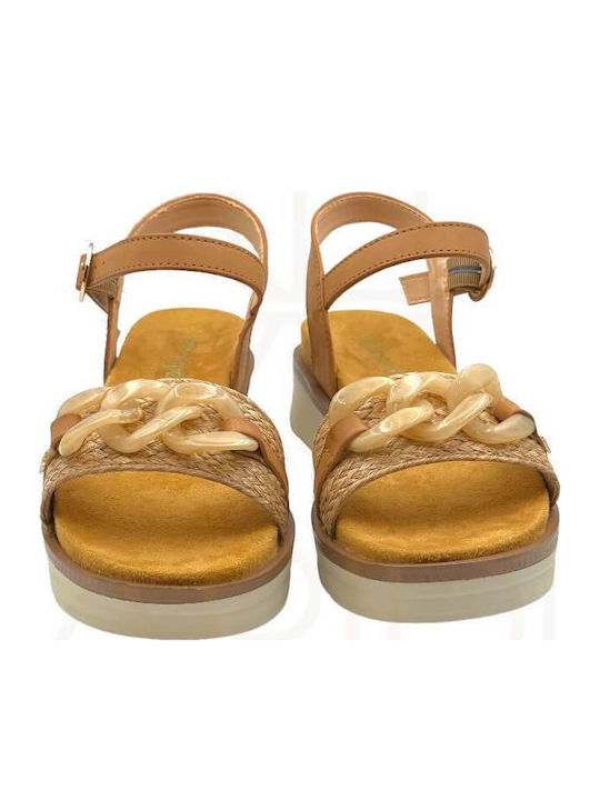 Winona Women's Flat Sandals in Tabac Brown Color