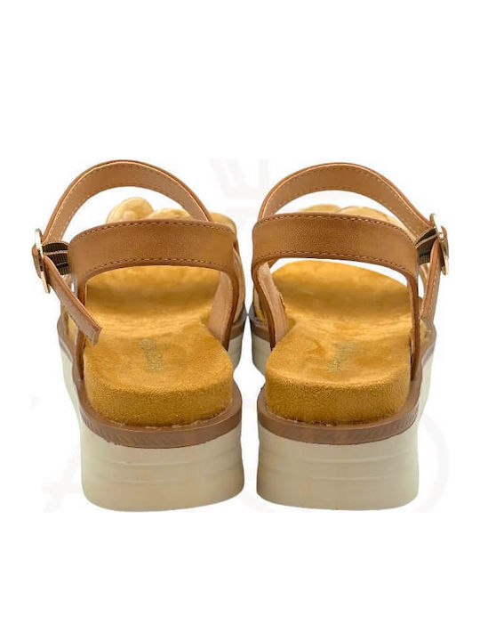 Winona Women's Flat Sandals in Tabac Brown Color