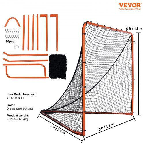 Vevor 6'x6' Преносима Лакрос Врата Оранжева Zqgqqmtjk66yhi8wov0