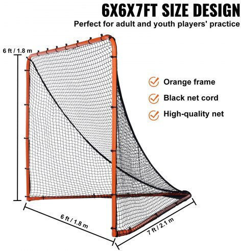 Vevor 6'x6' Преносима Лакрос Врата Оранжева Zqgqqmtjk66yhi8wov0