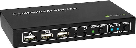 Techly IDATA KVM-HDMI2U Comutator KVM și de date 028696