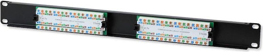 Techly Patch Panel για Rack 1U 19" 16 Θυρών cat5e Μαύρο