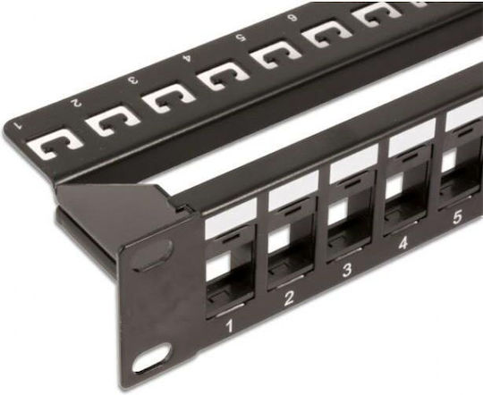 Intellinet Patch Panel Keystone για Rack 1U 19" 24 Θυρών Μαύρο