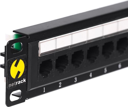 Netrack Patch Panel Unshielded για Rack 1U 10" 12 Θυρών cat5e / cat7 / cat6 / cat6a Λευκό