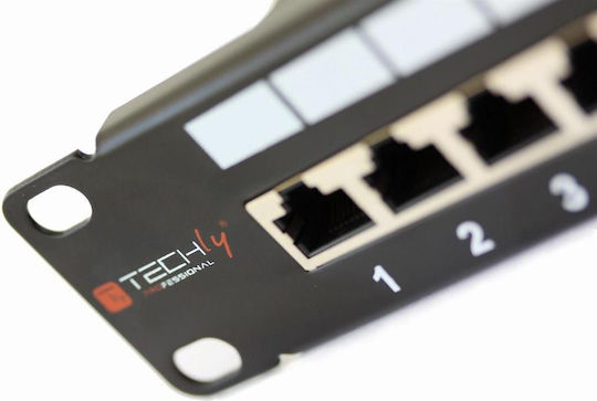 Techly Пач панел за рафт 1U 19" 24 порта cat6 Черен