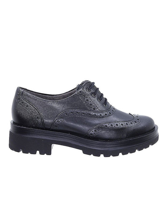 Pitillos Leder Damen Oxfords in Schwarz Farbe