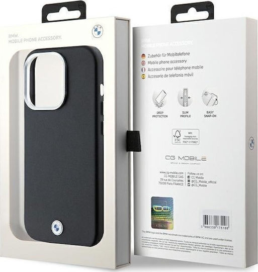 BMW Umschlag Rückseite Leder / Silikon / Kunststoff / Synthetisches Leder Schwarz (iPhone 14 Pro)