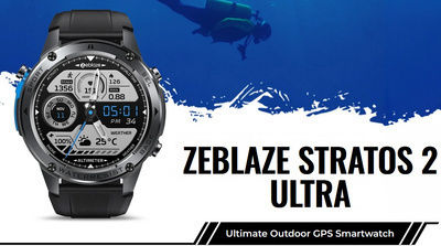 Zeblaze Stratos 2 Ultra Stainless Steel 52mm Αδιάβροχο Smartwatch με Παλμογράφο (Μαύρο)