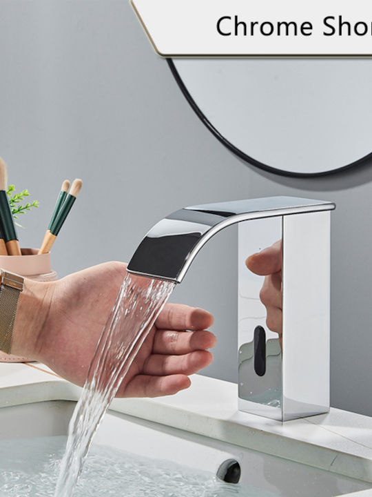 Bathroom Sink Faucet Blackswan Type M185 Short Chrome Model Waterfall Spout Sensor Size 15 Cm Bathroom Sink Faucet Blackswan Type M185 Short Chrome Model Waterfall Spout Sensor Size 15 Cm