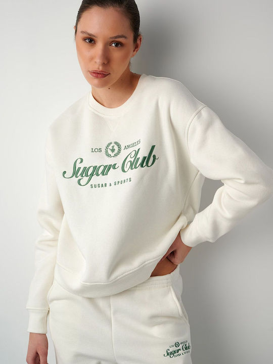 SugarFree Women's Long Fleece Sweatshirt WHITE