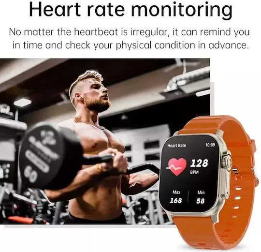 T900 Ultra Smartwatch με Παλμογράφο (Πορτοκαλί)