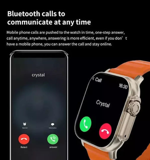 T900 Ultra Smartwatch με Παλμογράφο (Πορτοκαλί)
