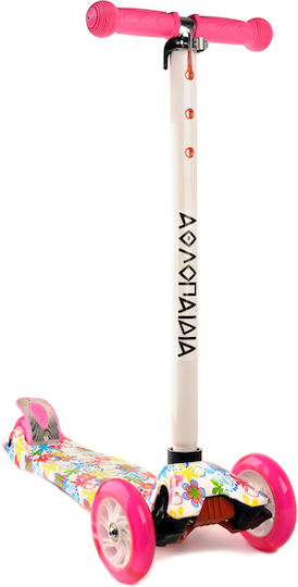 Athlopaidia Kids Foldable Scooter Flowers 3-Wheel for 3+ Years Pink