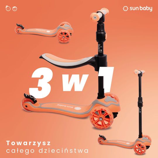 Sun Baby Kinderroller Flash 3-Rad mit Sitz für 3+ Jahre Pfirsich