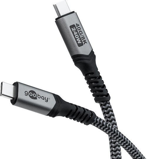 Goobay Braided USB 4 Video Cable USB-C Male - USB-C / DisplayPort 240W PD Grey 0.5m 74210