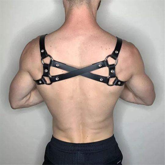 Smd Chestpunk Ham Curele Bondage Din Piele Vegană Neagră