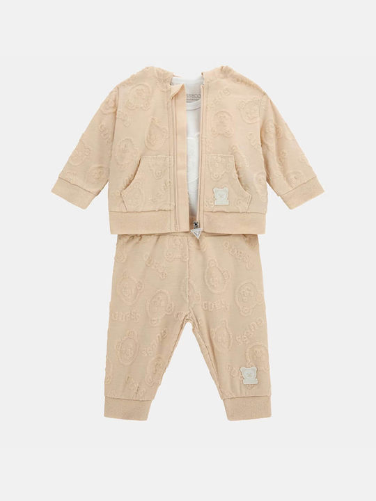 Guess Baby Bodysuit Set Short-Sleeved Beige