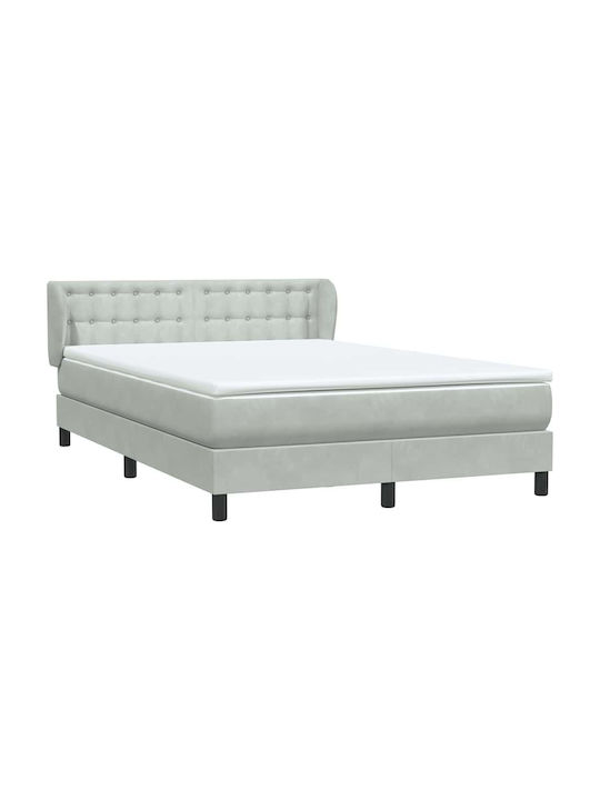 Doppelbett mit Stoff in Hellgrau mit Lattenrost & Matratze 160x210cm