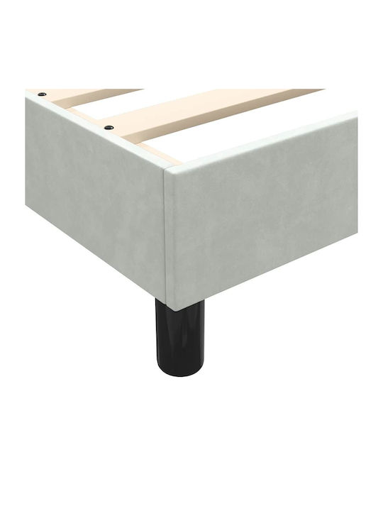 Doppelbett mit Stoff in Hellgrau mit Lattenrost & Matratze 160x210cm