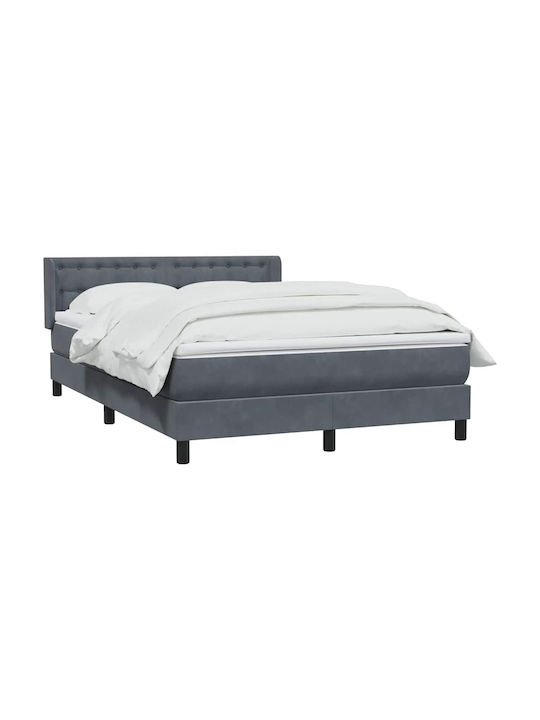 Doppelbett Bezogen mit Stoff Dunkelgrau mit Lattenrost & Matratze 160x210cm