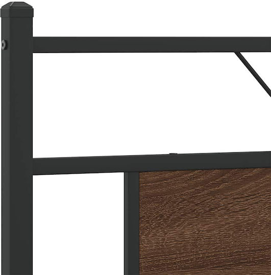 King Size Wooden Brown Bed with Slats for Mattress 183x213cm