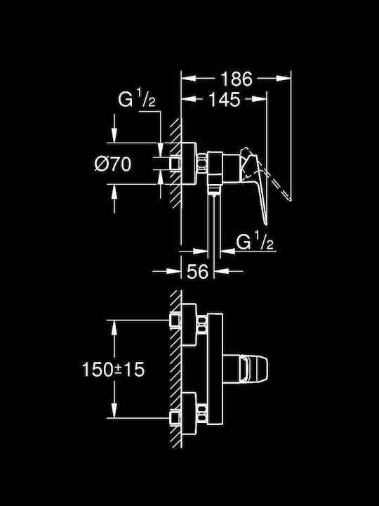 Grohe Αναμεικτική Μπαταρία Ντουζιέρας Ασημί Grohe Αναμεικτική Μπαταρία Ντουζιέρας Ασημί