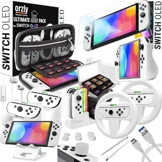 Orzly Accessory Pack Συμβατό Κονσόλα Oled Nintendo Switch Μη Συμβατό Έκδοση 2017 Ultimate Geek Pack Θήκη Προστατευτικό Οθόνης Άλλα