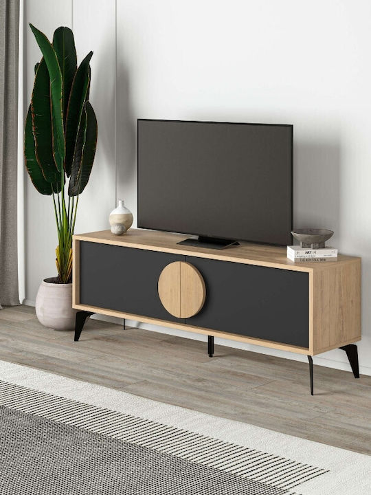 Έπιπλο Τηλεόρασης Gora από Μέταλλο & Ξύλο Sapphire Oak - Silky Black Μ140xΠ35.6xΥ51cm