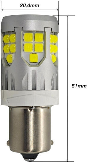 Λάμπα Αυτοκινήτου P21W / BA15S / R10W / DRL Canbus LED 5500K Ψυχρό Λευκό