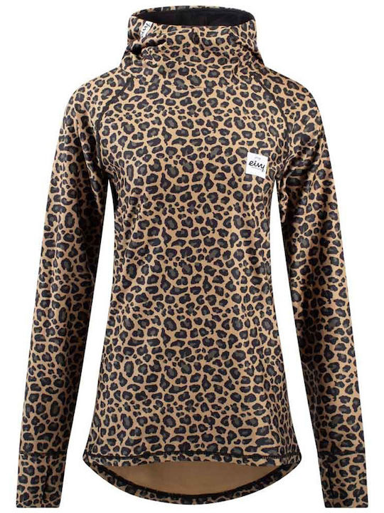 Bluze Damă Mânecă Lungă Cu Glugă Animal Print Maro