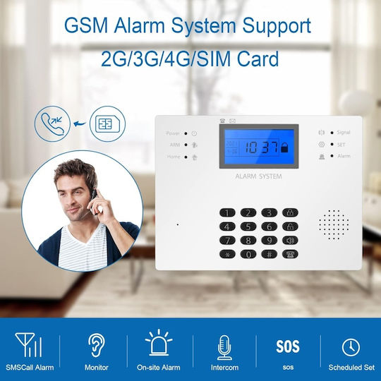 Sistem de alarmă 4G, 17 piese, control de la distanță fără fir prin apel SMS, alarmă sirenă 120dB, senzor de ușă, senzor de protecție pentru animale de companie, casă, apartament, garaj