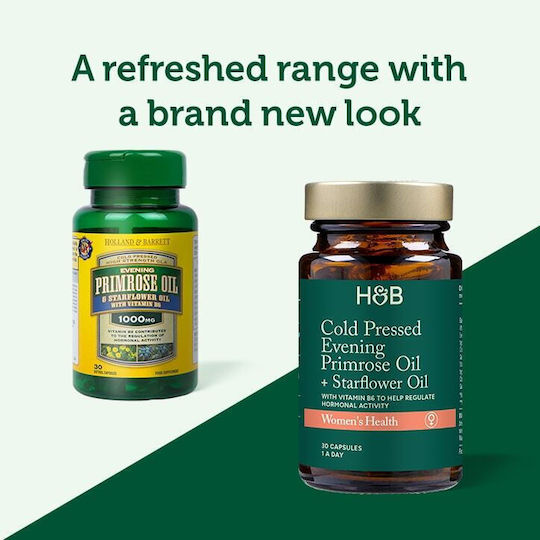 Holland & Barrett Cold Pressed Evening Primrose + Starflower Oil 1000mg 30 Capsules