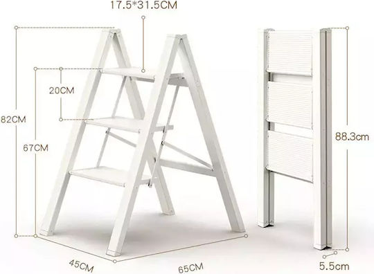 Step stool Ladder Aluminum with 3 Steps