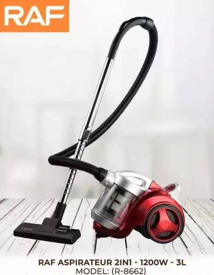 Raf R.8662P Ηλεκτρική Σκούπα 1200W με Κάδο 3lt Κόκκινη