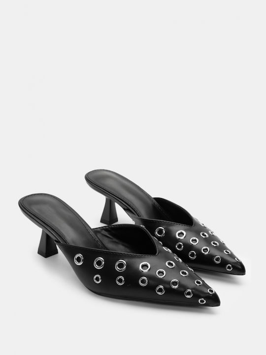 Luigi Heel Mules Black