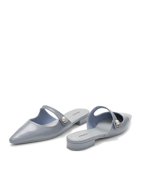 Flat Δερμάτινα Mules σε Γκρι Χρώμα