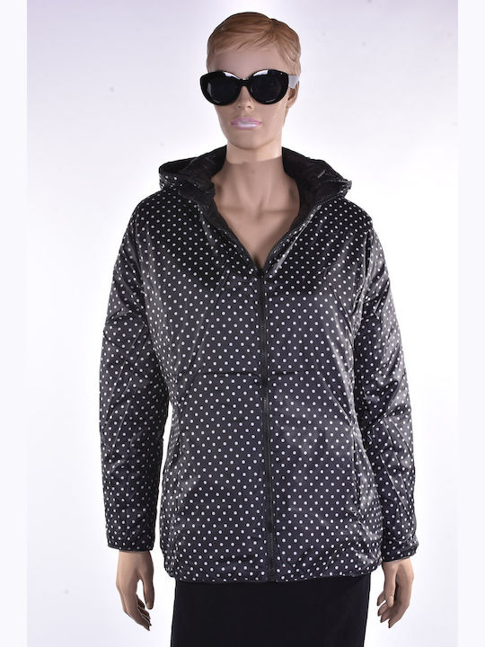 Women's Short Lifestyle Jacket Double Sided for Winter Black