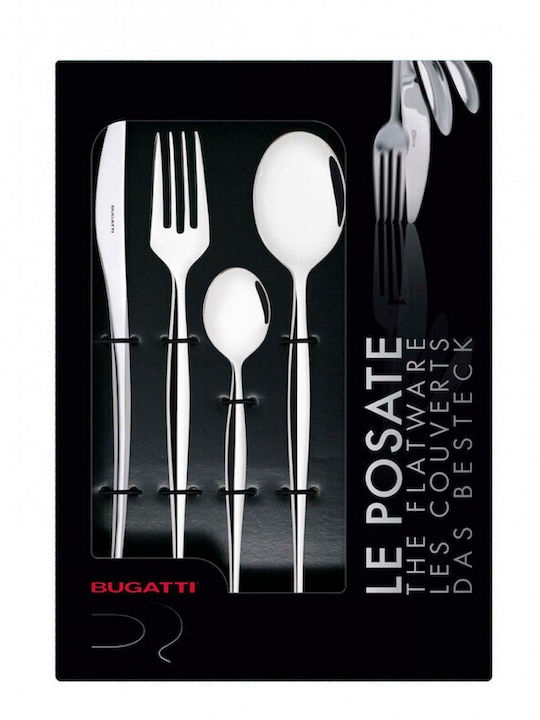 Casa Bugatti Natura Set de Tacâmuri Inoxidabil Gri 24buc