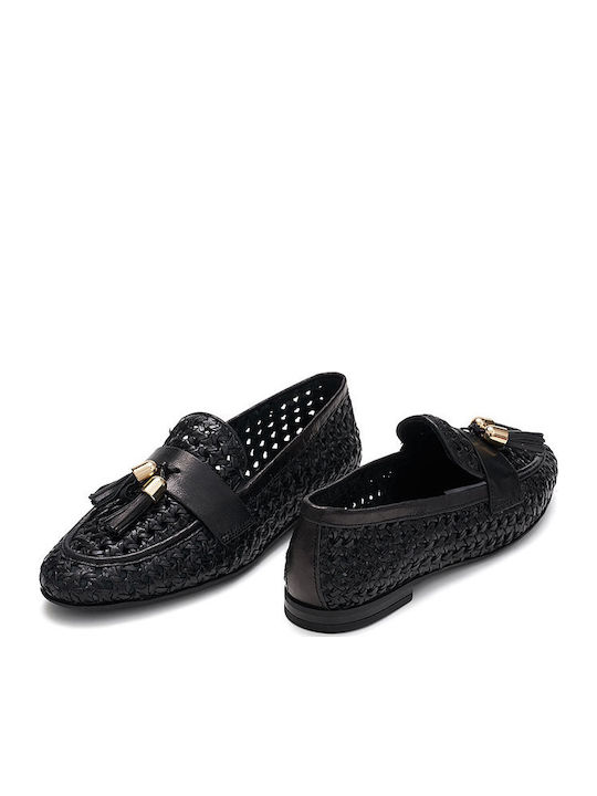 Δερμάτινα Γυναικεία Loafers σε Μαύρο Χρώμα