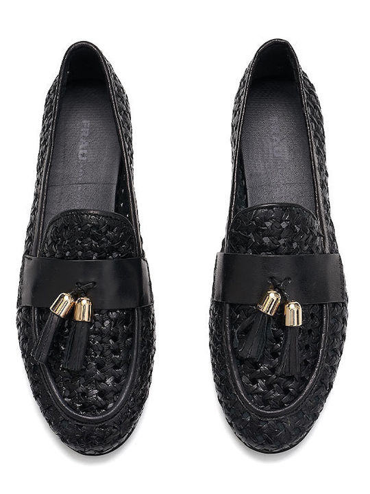 Δερμάτινα Γυναικεία Loafers σε Μαύρο Χρώμα