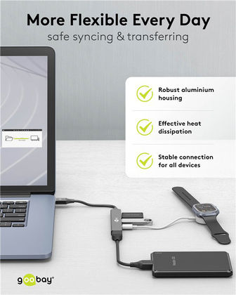 Goobay USB 3.2 4 Port Hub with USB-A Connection Gray