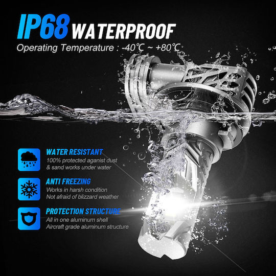 NovSight Λάμπες Αυτοκινήτου & Μοτοσυκλέτας H11 / H8 / H9 LED 6500K Ψυχρό Λευκό 12-24V 60W 2τμχ