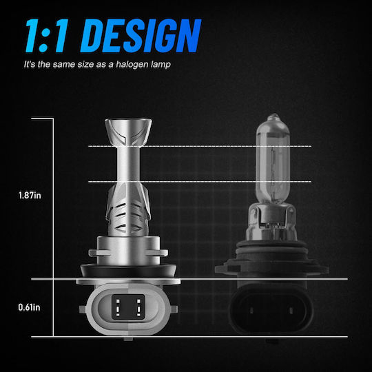 NovSight Λάμπες Αυτοκινήτου & Μοτοσυκλέτας H11 / H8 / H9 LED 6500K Ψυχρό Λευκό 12-24V 60W 2τμχ