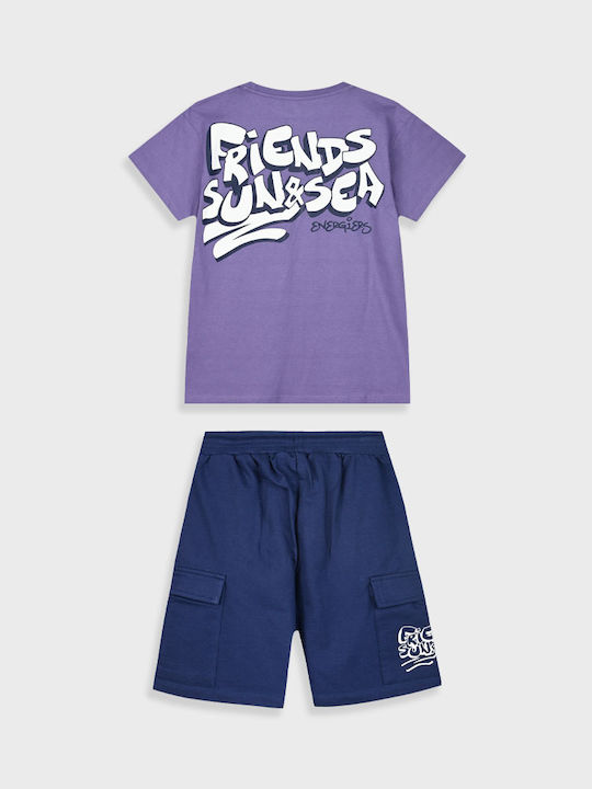 Energiers Kids' Set with Shorts Summer 2pcs Dusty Lilac Print