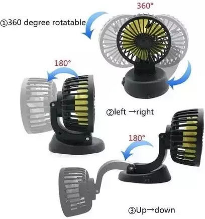 Triple Car Fan 12v Pervoi Ctc-651 Black Yellow
