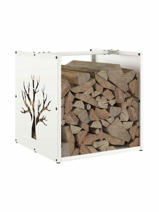 vidaXL Lemn de foc Lemn Raft Depozitare lemne 40x40x40cm Alb