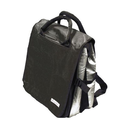 Tragbarer Vinyl-Schallplattenkoffer Mediawin 42600 Magma Rucksack 40 LP Schwarz Silber